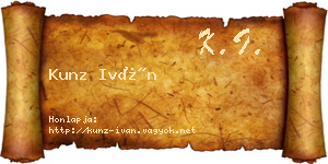 Kunz Iván névjegykártya